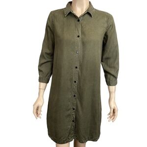 Zara olive green button down shirt‎ dress size XS Xsmall